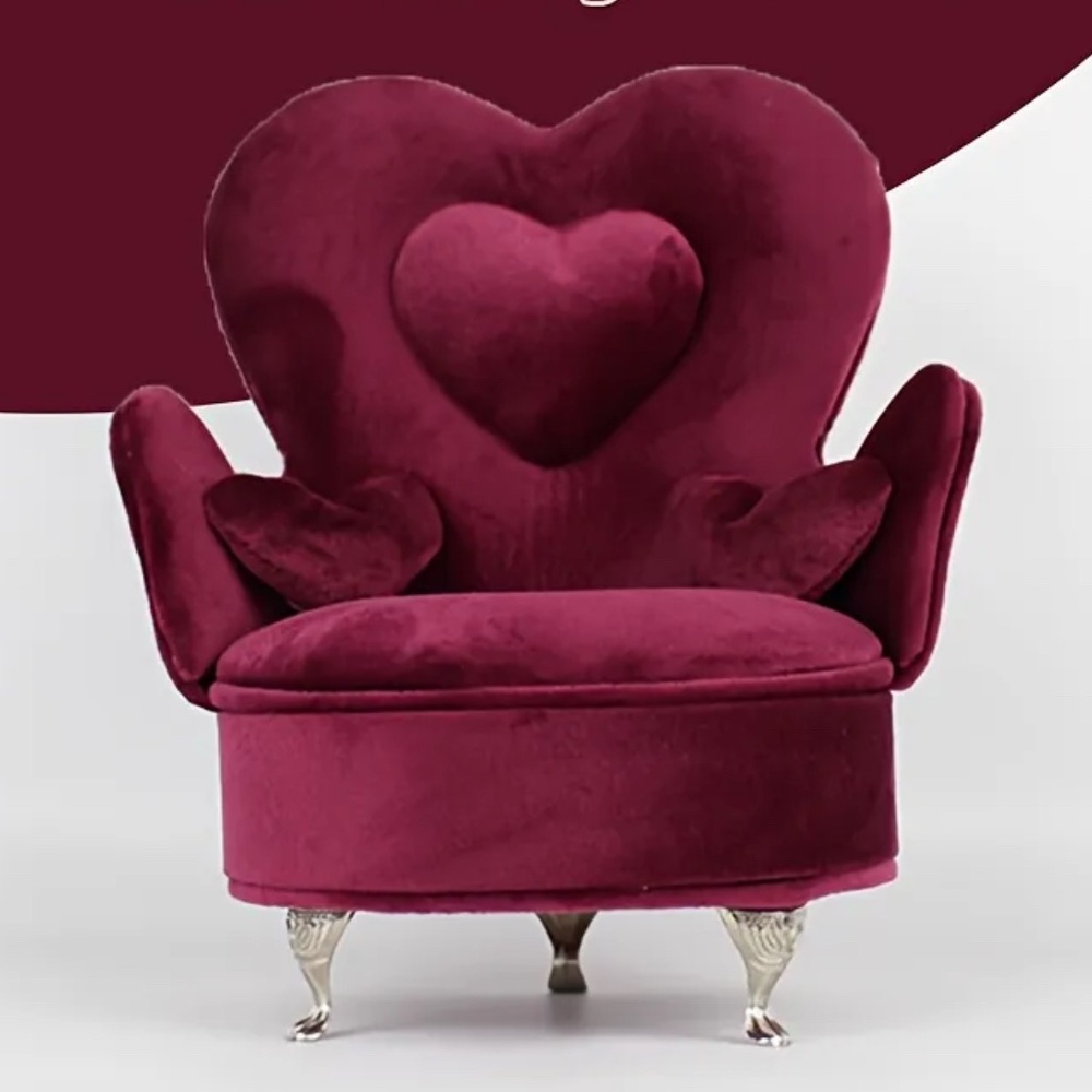 Jewelry Organizer Furniture-Style Chair. Pink Plush with Cushions. - Picture 7 of 9